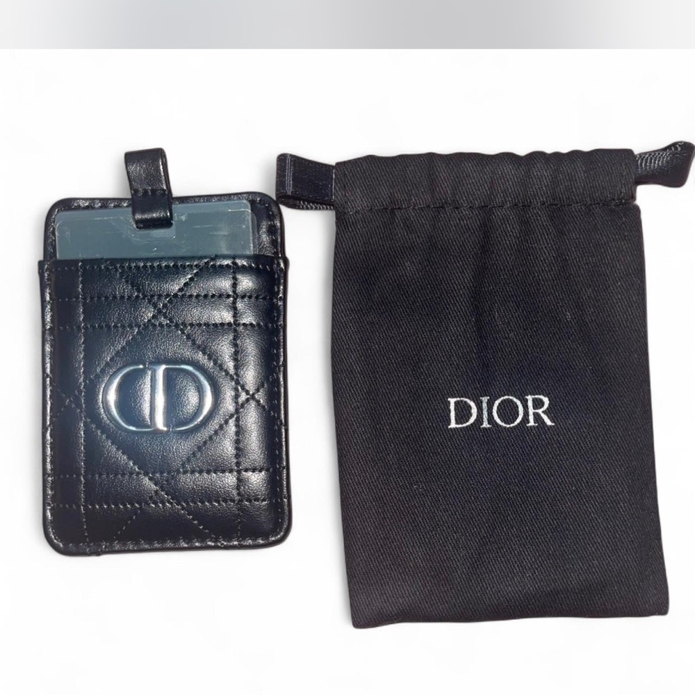 Dior Quilted Black Card Holder beaute’ with Pouch